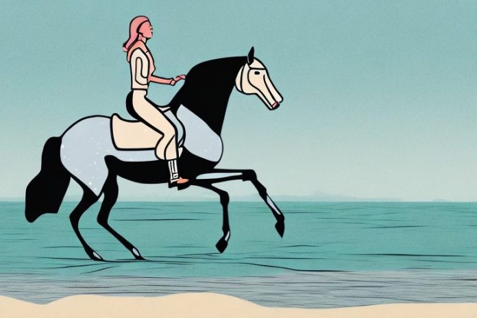 A horse and rider galloping along a beach in durban