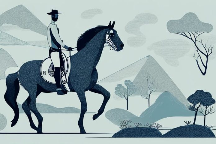 A horse and rider in a scenic landscape in port shepstone