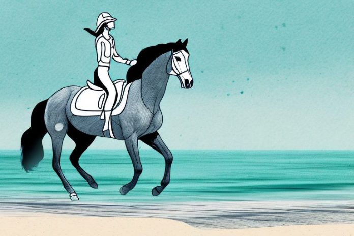 A horse and rider galloping along a beach in port elizabeth