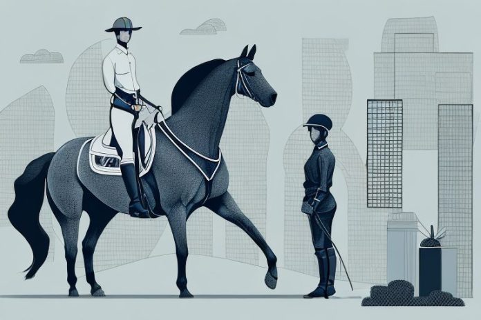 A horse and rider in an urban east london setting