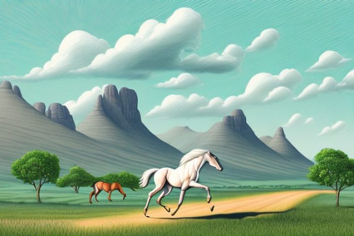 A horse galloping through the countryside of graaff-reinet