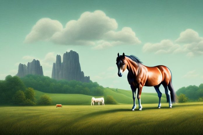 A horse in a rural landscape