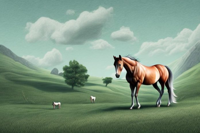 A horse in a rural landscape