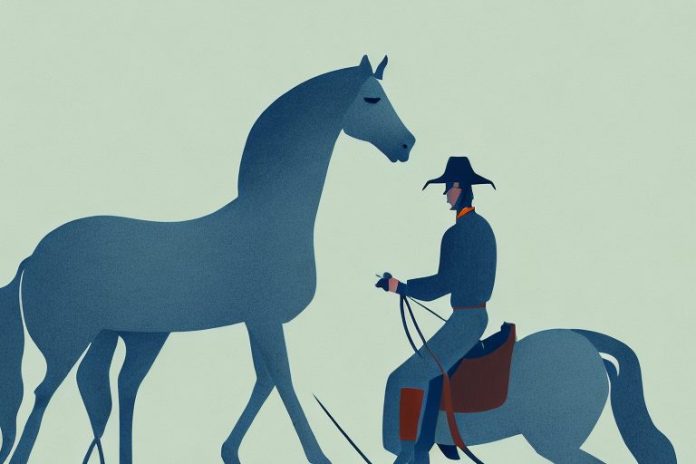 A horse and rider in a virginia landscape