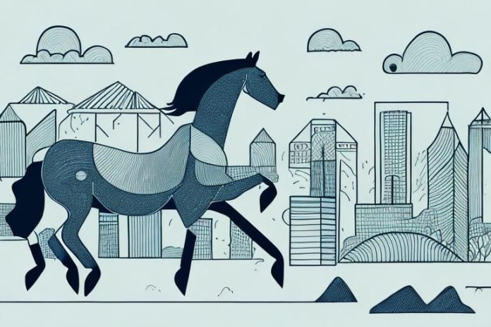 A horse galloping through a johannesburg landscape