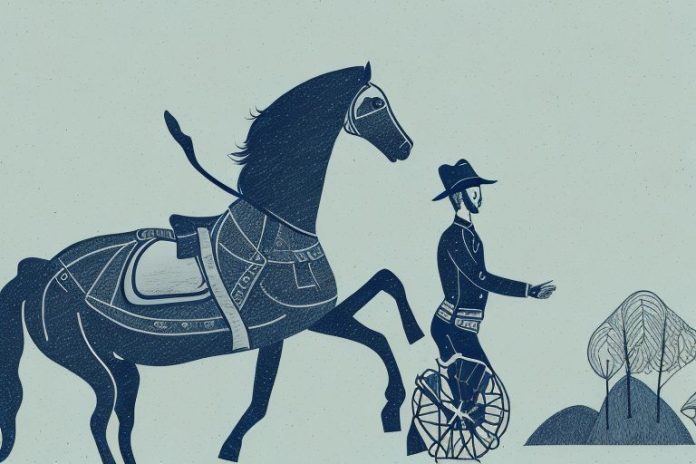 A horse and rider in a scenic landscape in bela-bela