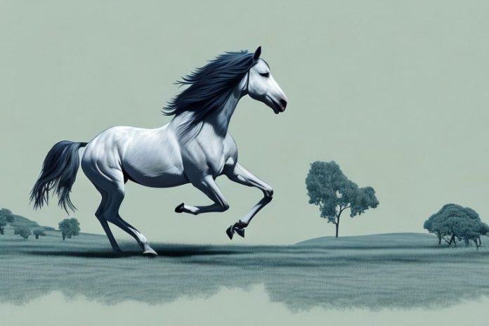A horse galloping through the countryside near mafikeng