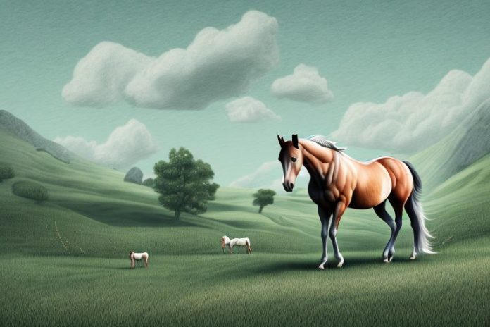 A horse in a rural landscape