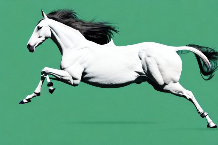 A thoroughbred horse in motion