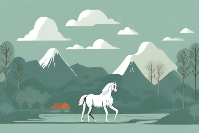 A horse in a scenic landscape of hartbeespoort