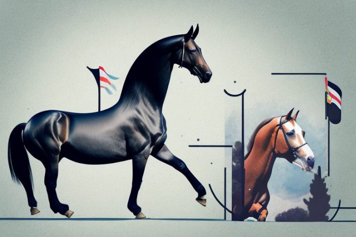 A morgan horse in a riding arena