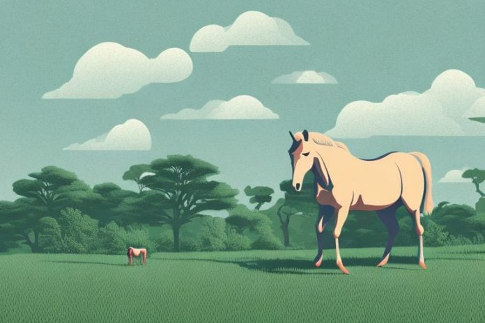 A horse in a rural landscape near mogwase