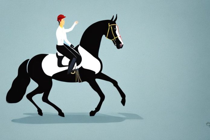 A belgian warmblood horse in a riding arena