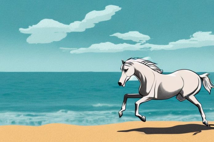 A horse galloping across a beach in cape town