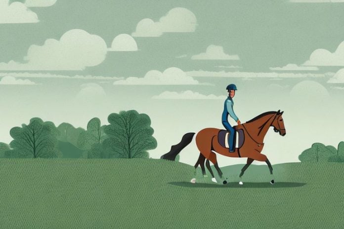 A horse and rider in a rural landscape near worcester