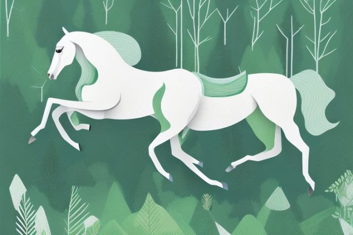 A horse galloping through a forest in knysna