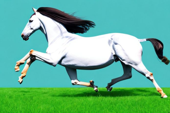 A marwari horse in motion