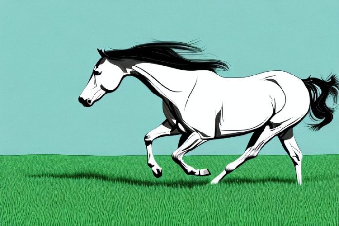 An american quarter horse galloping through a field in newcastle