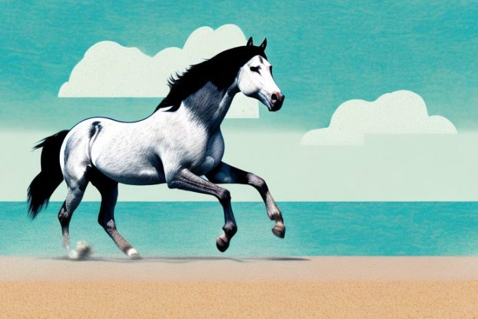 An american quarter horse galloping across a beach in margate