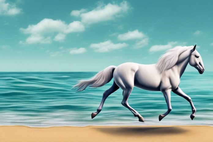 A horse galloping along a beach in umhlanga