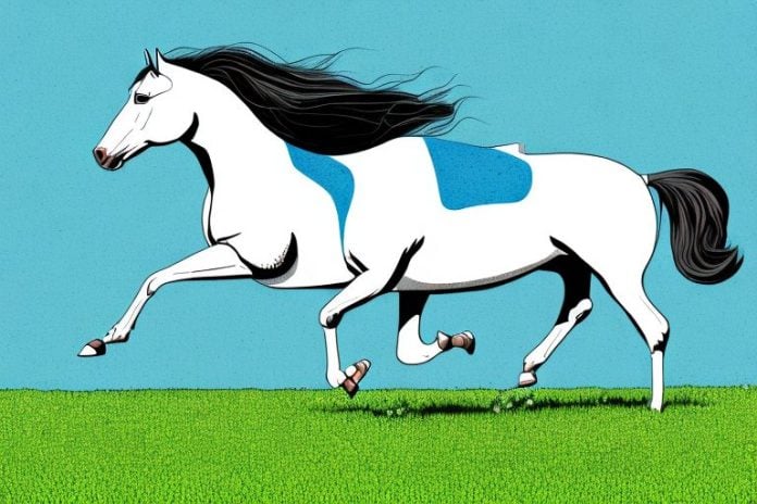 An american quarter horse galloping across a field in parys
