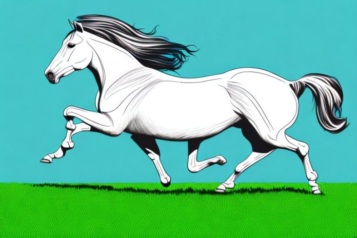 An american quarter horse galloping across a grassy field at kempton park