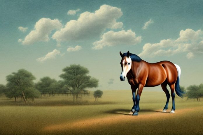 An american quarter horse in a rural landscape in limpopo
