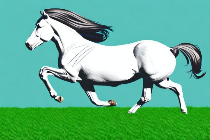 An american quarter horse galloping through a grassy field in bela-bela