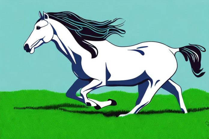 An american quarter horse galloping through a grassy field in witbank