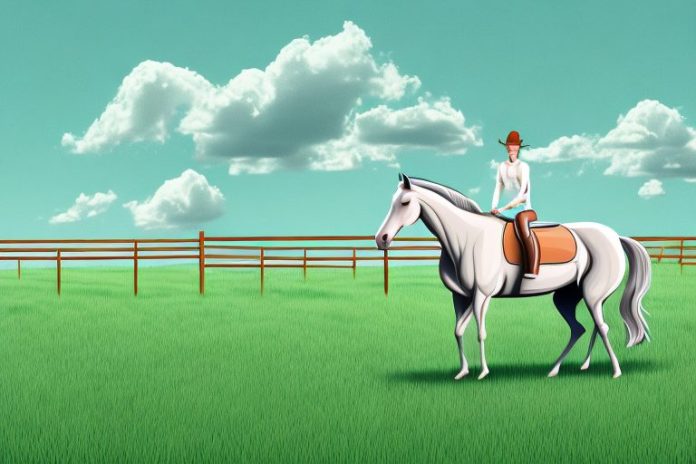 A horse and rider in a field