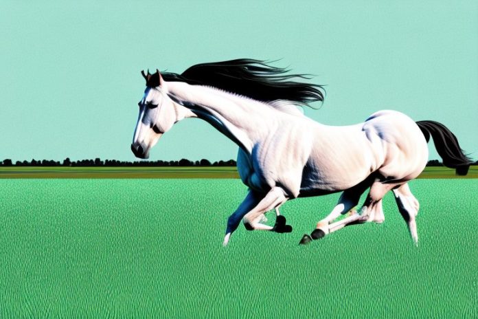 An american quarter horse galloping through a field in ermelo