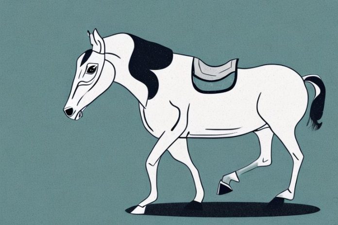 An american quarter horse in a riding stance in a rural setting