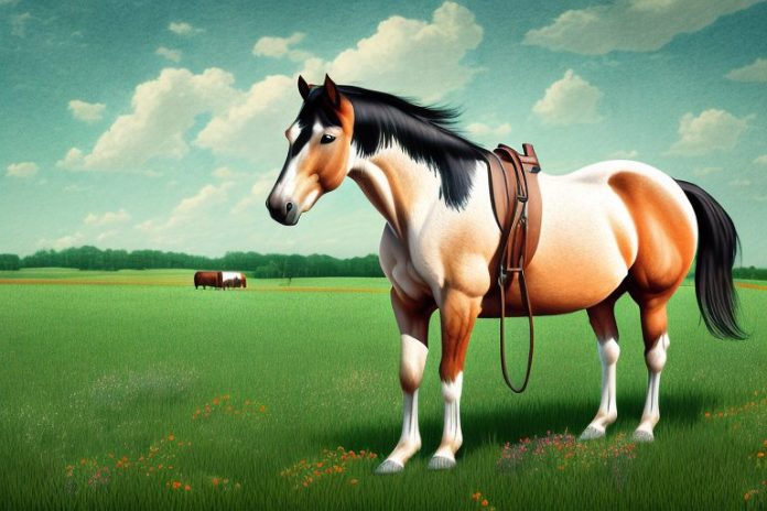 An american quarter horse in a rural setting