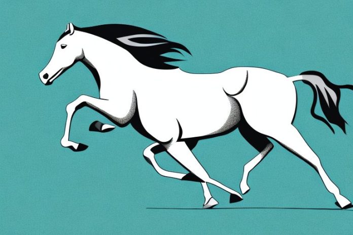 An american quarter horse galloping in an open field
