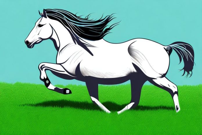 An american quarter horse galloping across a grassy field in lichtenburg