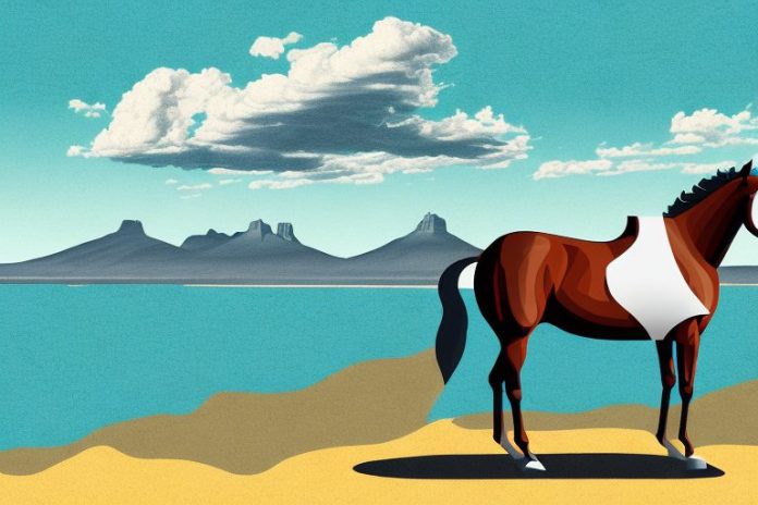 An american quarter horse in a scenic landscape of simon's town