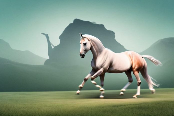 An arabian horse in a rural landscape