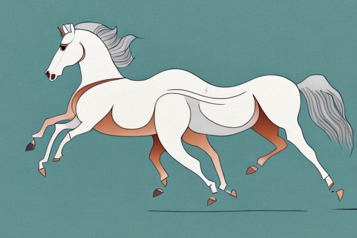 An arabian horse galloping through a rural landscape