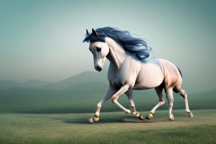 An arabian horse galloping through a rural landscape in phuthaditjhaba
