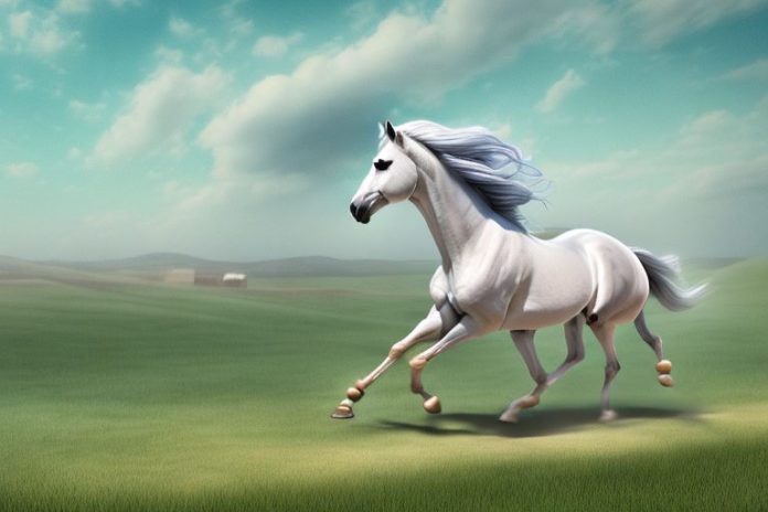 An arabian horse galloping through a rural landscape in ficksburg