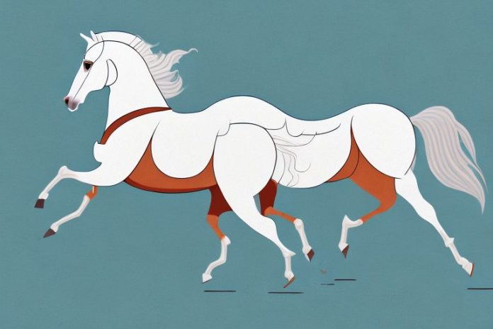 An arabian horse galloping through a pretorian landscape