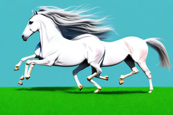 An arabian horse galloping in a grassy field in tzaneen