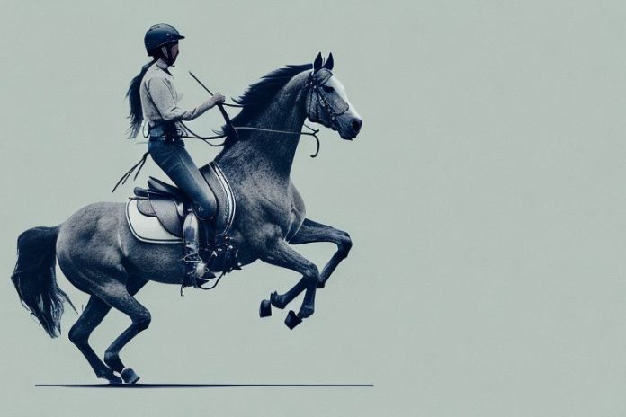A horse and rider galloping through the countryside in nelspruit