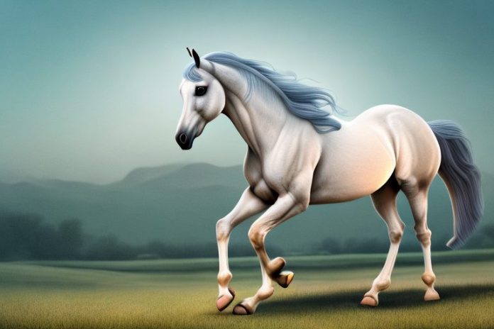 An arabian horse in a rural landscape