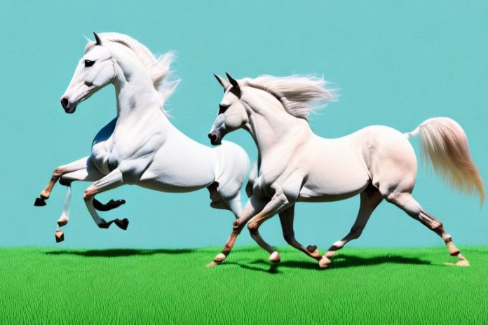 An arabian horse galloping through a field in ermelo