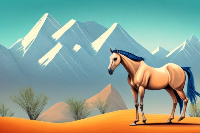 An arabian horse in a desert landscape