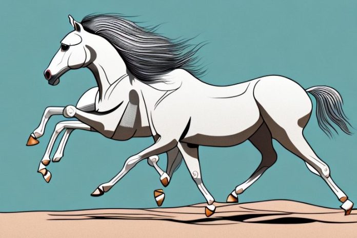 An arabian horse galloping through a desert landscape