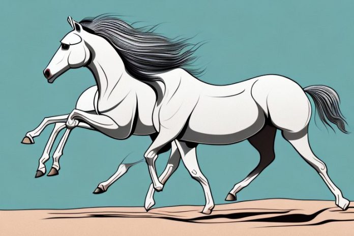 An arabian horse galloping through a desert landscape