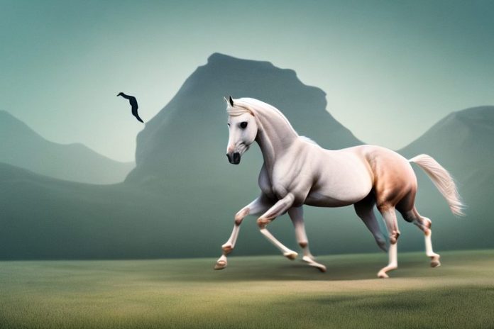 An arabian horse in a rural landscape