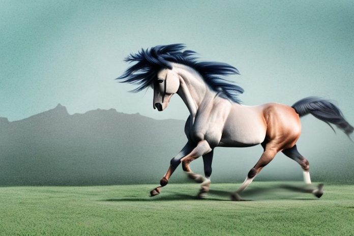 An arabian horse galloping through a rural landscape in potchefstroom